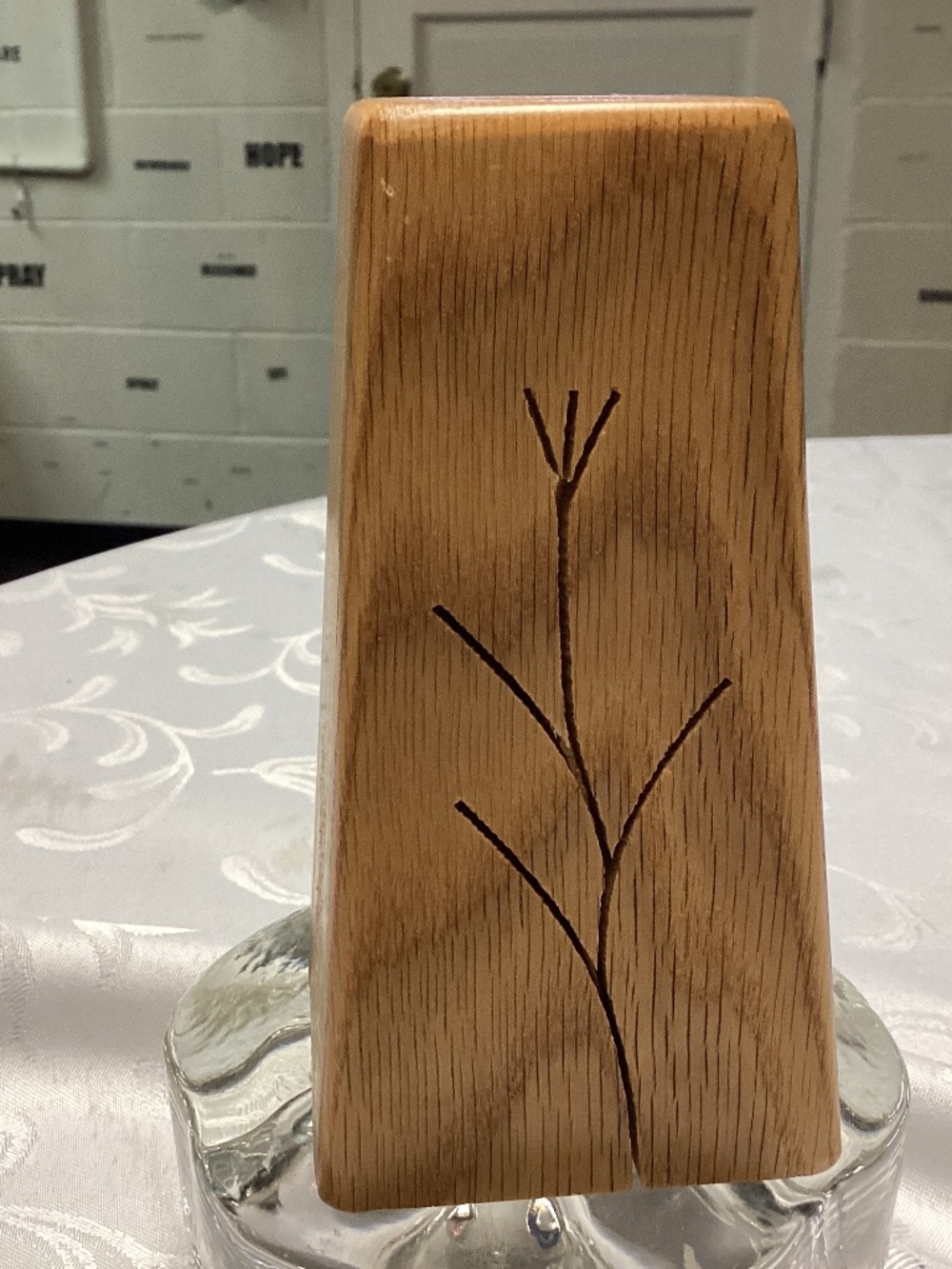 Vintage Intricately Carved Wood Taper Candle Holder / VASE.